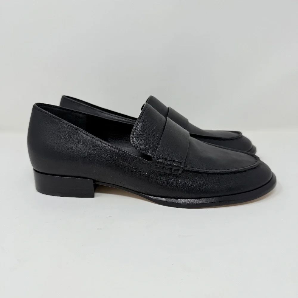 New Vince Nelli Leather Loafer Black Leather Sz 8 - Picture 4 of 14